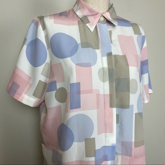 Vintage Geometric Print Blouse - Picture 1 of 9